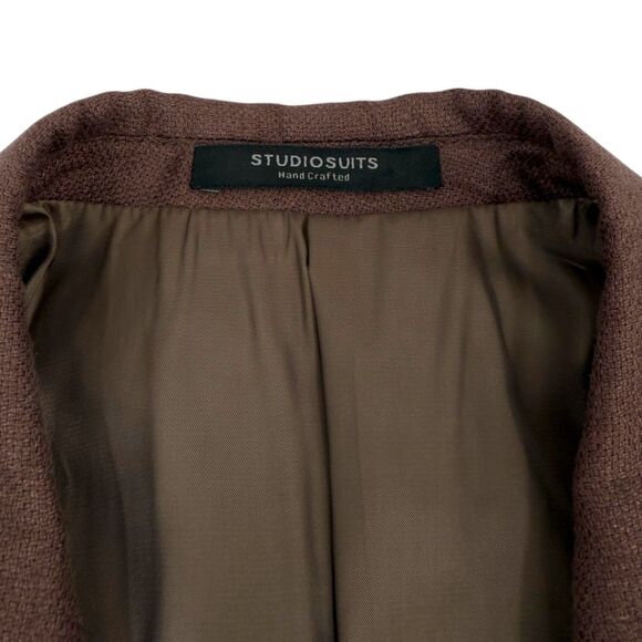 NEW Studiosuits Men's Italian Prato Brown Dobby Linen Jacket Blazer Size 42 - Picture 7 of 12